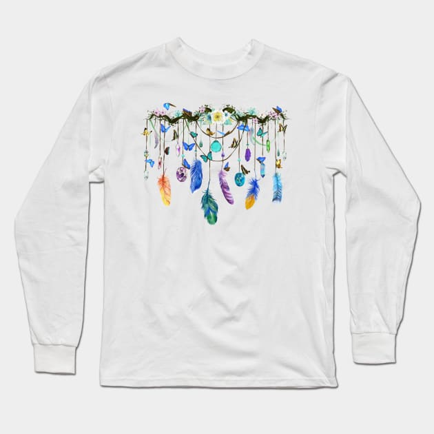 Folkstone Crystal And Butterfly Spirit Gazer Long Sleeve T-Shirt by LittleBunnySunshine